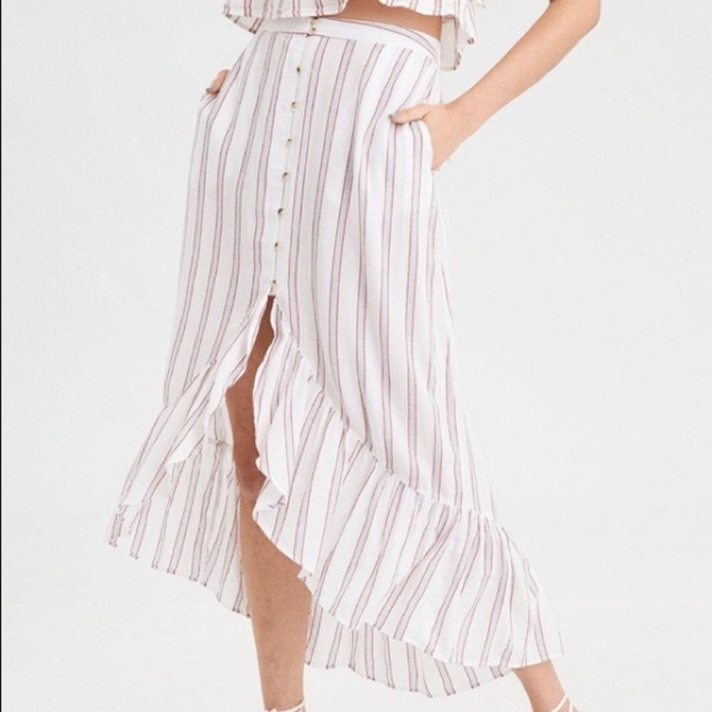 American Eagle striped ruffle skirt